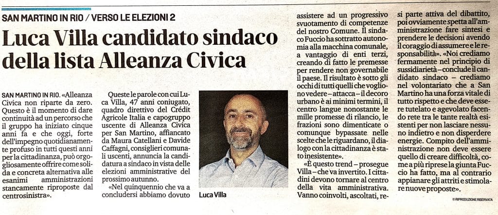 Luca Villa candidato Sindaco 